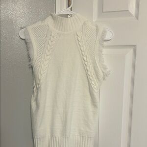 Cream  Sleeveless Knit Sweater